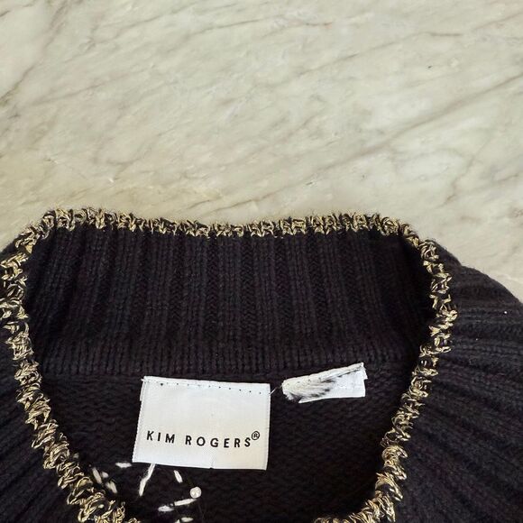 Kim Rogers vintage ramie/cotton Christmas beaded cardigan sweater size XL - Picture 4 of 6